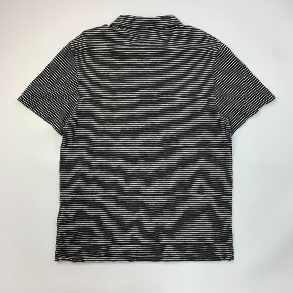 Vince Polo Shirt Mens L Large SLIM Fit Charcoal White Striped Short Sleeve Golf - Picture 3 of 10
